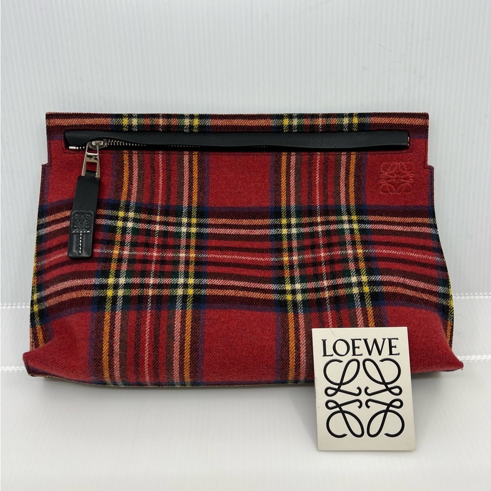 Loewe Red Tartan Plain T-Pouch